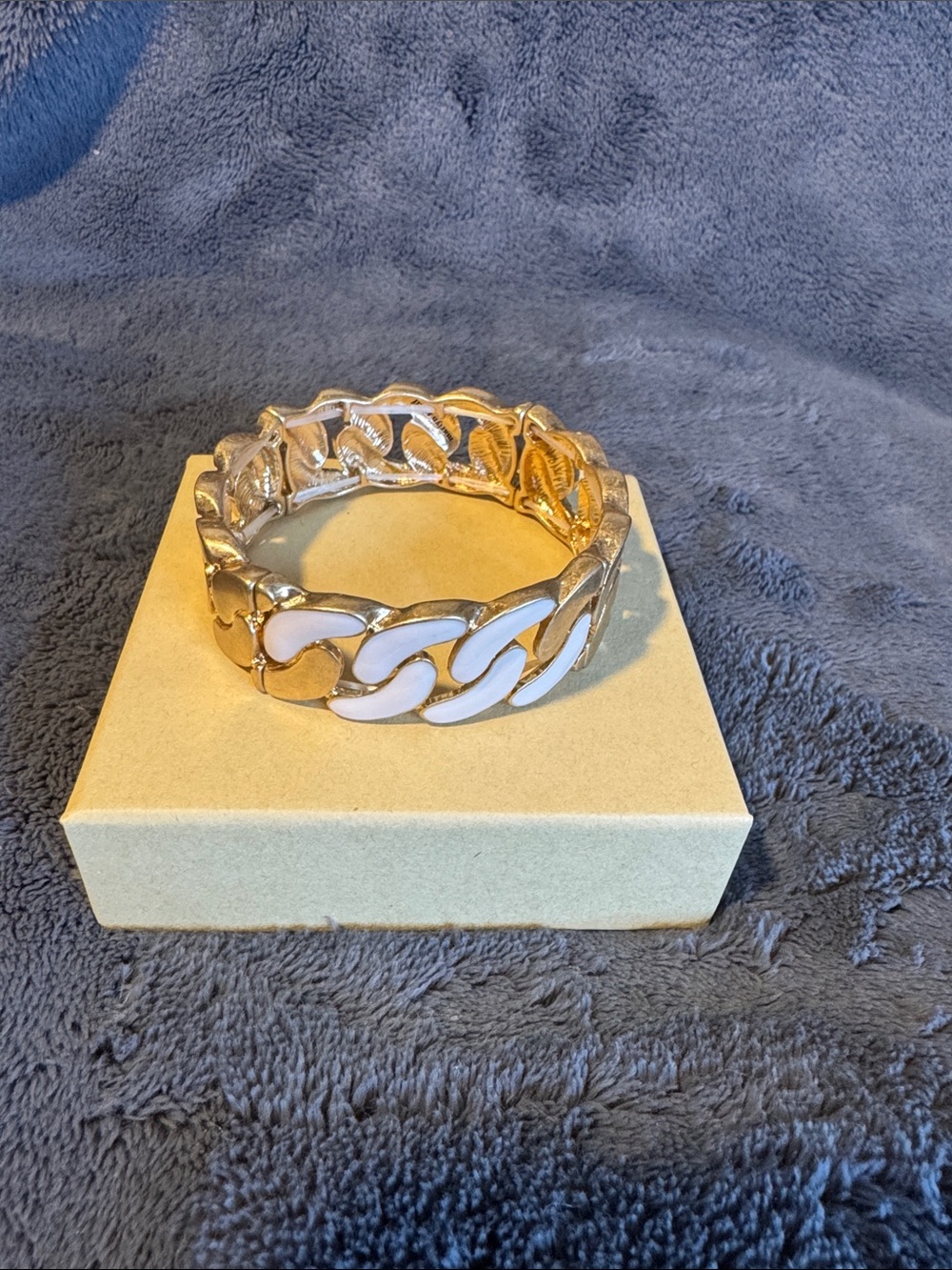 Gold and Pale Pink Link Stretch Bracelet by Marlyn Schiff